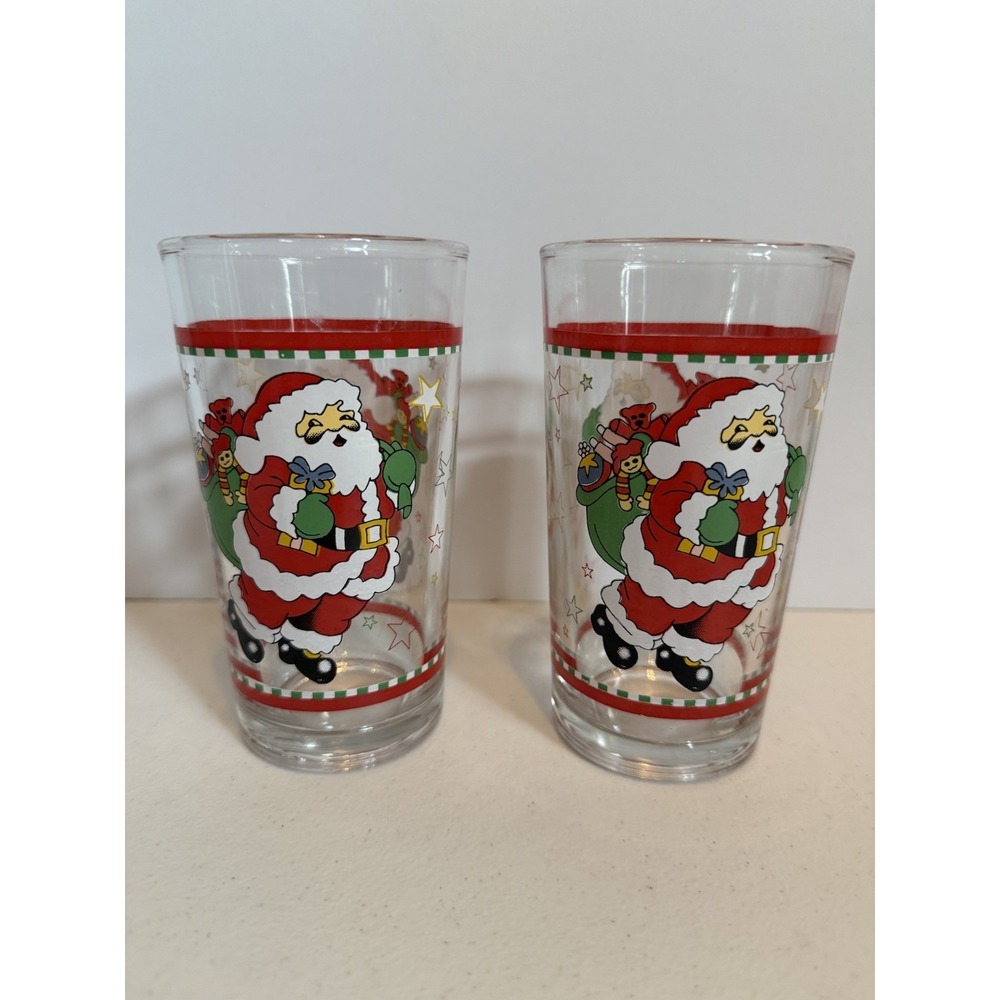Santa Claus Glasses  Firna Imported from‎ Indonesia 10 oz Christmas glass ware